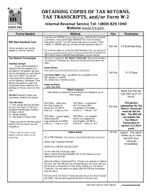 IRS Tax Return Transcript Request