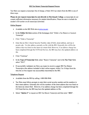 IRS Tax Return Transcript Request