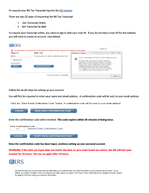 IRS Tax Transcript Request