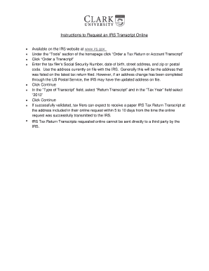 IRS Tax Return Transcript Request