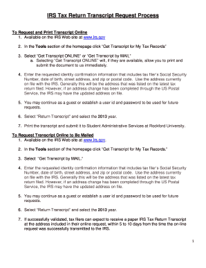 IRS Tax Return Transcript Request Process