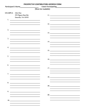 Prospective Contributors Address Form