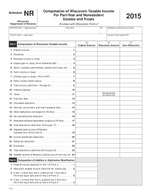 Wisconsin Schedule NR for Part-Year and Nonresident Estates and Trusts