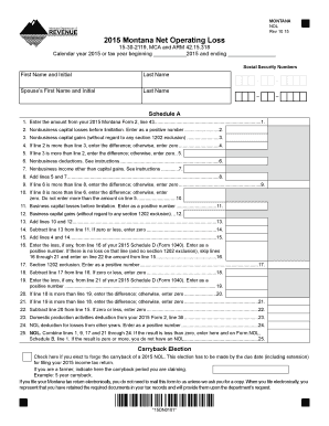 Montana Net Operating Loss Form