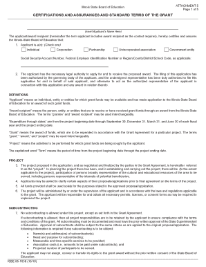 Illinois State Board of Education Grant Certification
