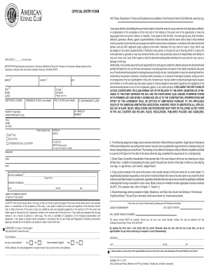 AKC Dog Show Entry Form