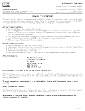 AIG Disability Benefits Claim Form