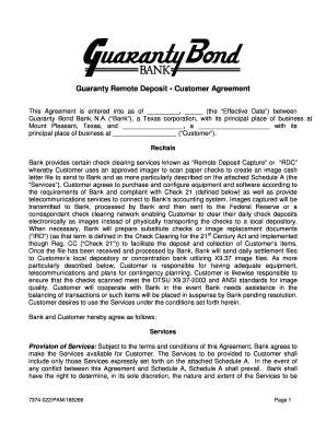 Guaranty Remote Deposit Customer Agreement