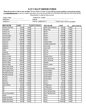LCS T.R.I.P Order Form