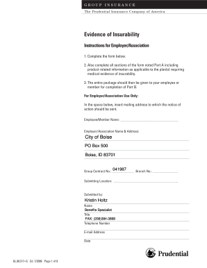 Prudential Evidence of Insurability Form