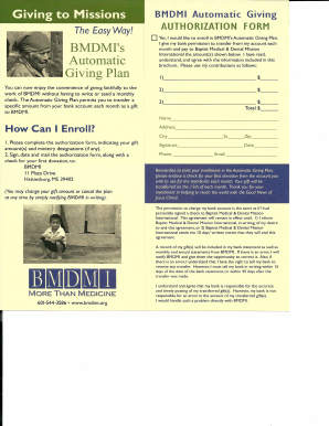 BMDMI Automatic Giving Authorization Form