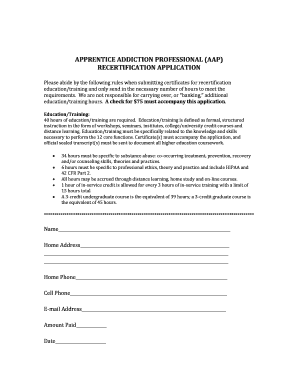 Apprentice Addiction Professional Recertification Application