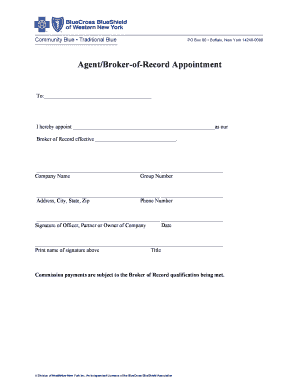 Agent Broker of Record Appointment Form
