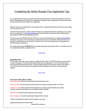 Russian Visa Application Form