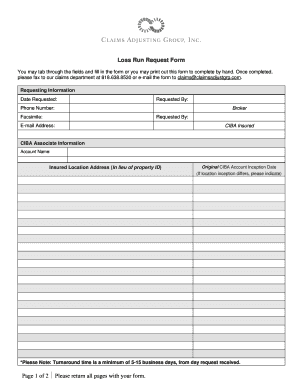 Loss Run Request Form