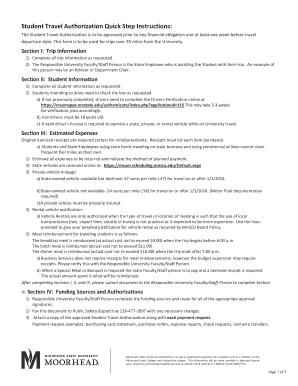 Student Travel Authorization Form