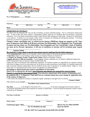 Air Sunshine Reservation Request Form