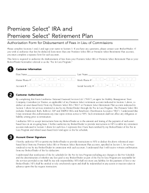 Premiere Select IRA Fee Disbursement Authorization Form