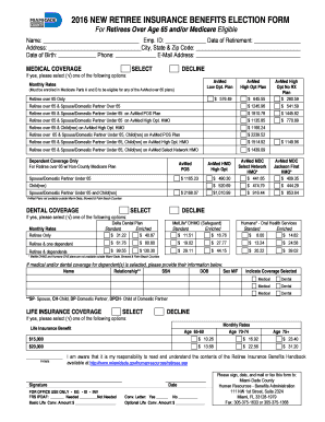 Retiree Insurance Benefits Election Form