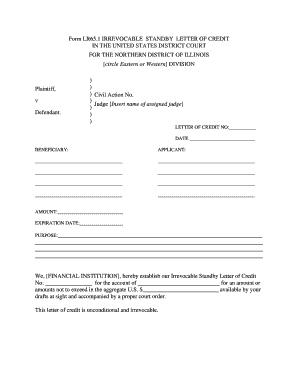 Irrevocable Standby Letter of Credit Form