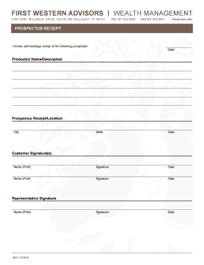 Prospectus Receipt Form