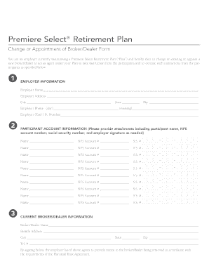Premiere Select Retirement Plan Broker/Dealer Appointment Form