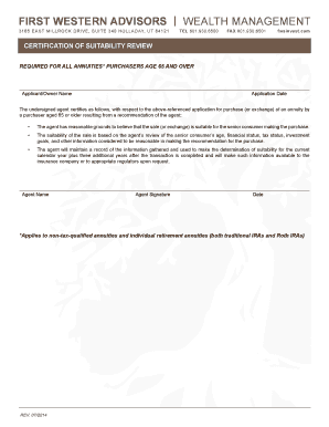 Certification of Suitability Review for Annuities