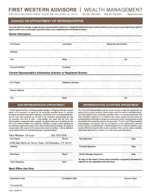 Change or Appointment of Representative Form