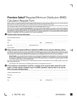Premiere Select RMD Calculation Request Form