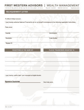 Relinquishment Letter