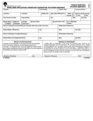 Enrollment Application & Beneficiary Designation for Group Insurance