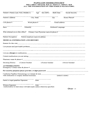 Papillon Dermatology Patient Registration Form
