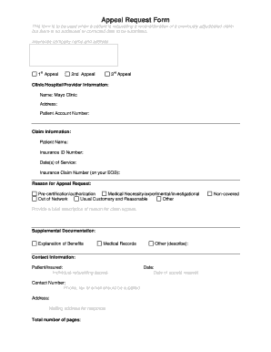Appeal Request Form