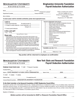 Binghamton University Payroll Deduction Authorization