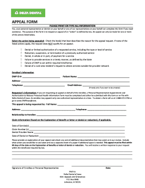 Dental Appeal Form