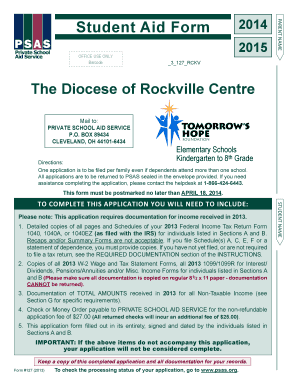 Private School Aid Form 2014