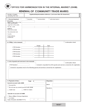 Community Trade Mark Renewal Form
