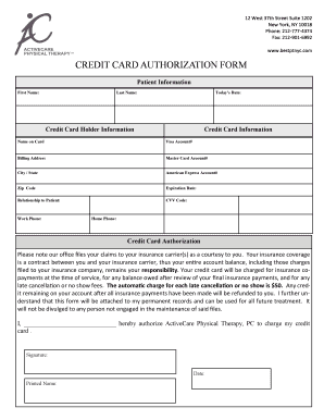 Credit Card Authorization Form