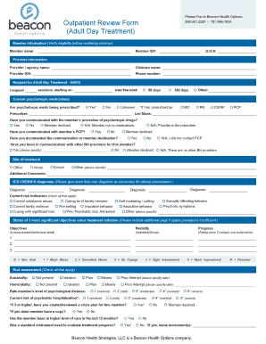 Outpatient Review Form for Adult Day Treatment
