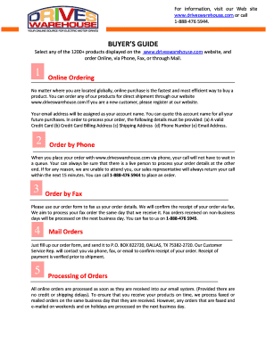 Driveswarehouse Order Form