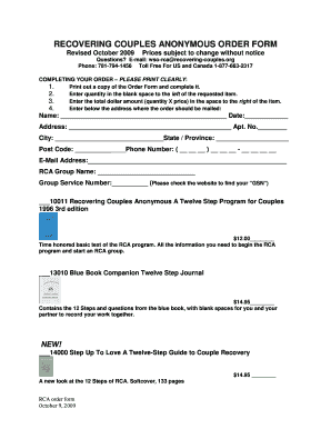 Recovering Couples Anonymous Order Form