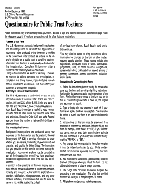 Standard Form 85P Questionnaire for Public Trust Positions