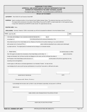 Addendum to DD Form 4 for Interstate Transfer