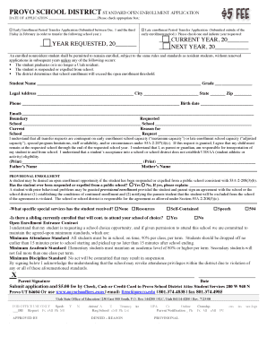 Provo School District Open Enrollment Application