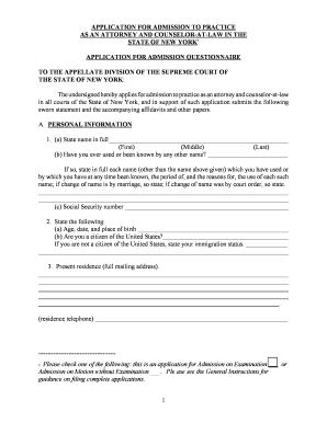 New York Attorney Admission Application