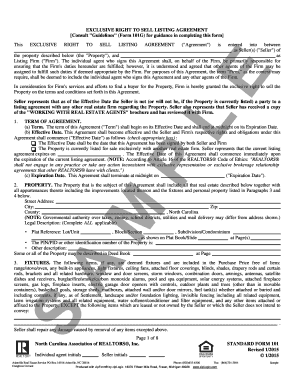 Exclusive Right to Sell Listing Agreement