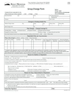 Rocky Mountain HMO Group Change Form