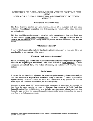 Florida UCCJEA Child Custody Jurisdiction Affidavit