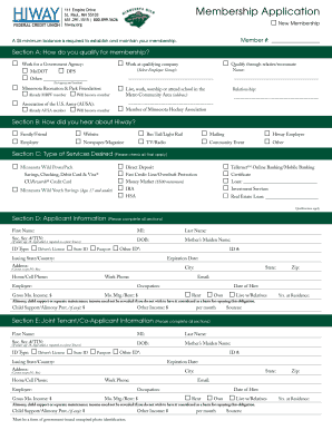 Minnesota Hiway Federal Credit Union Membership Application