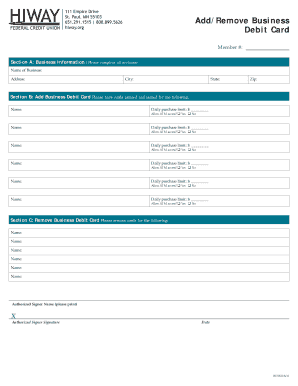 Business Debit Card Request Form